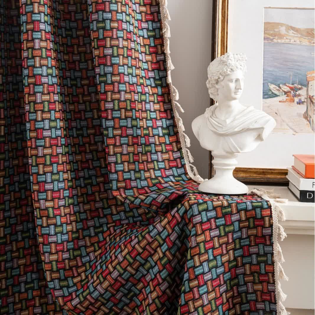 Colorful Geometric Knot Jacquard Curtains - image 4