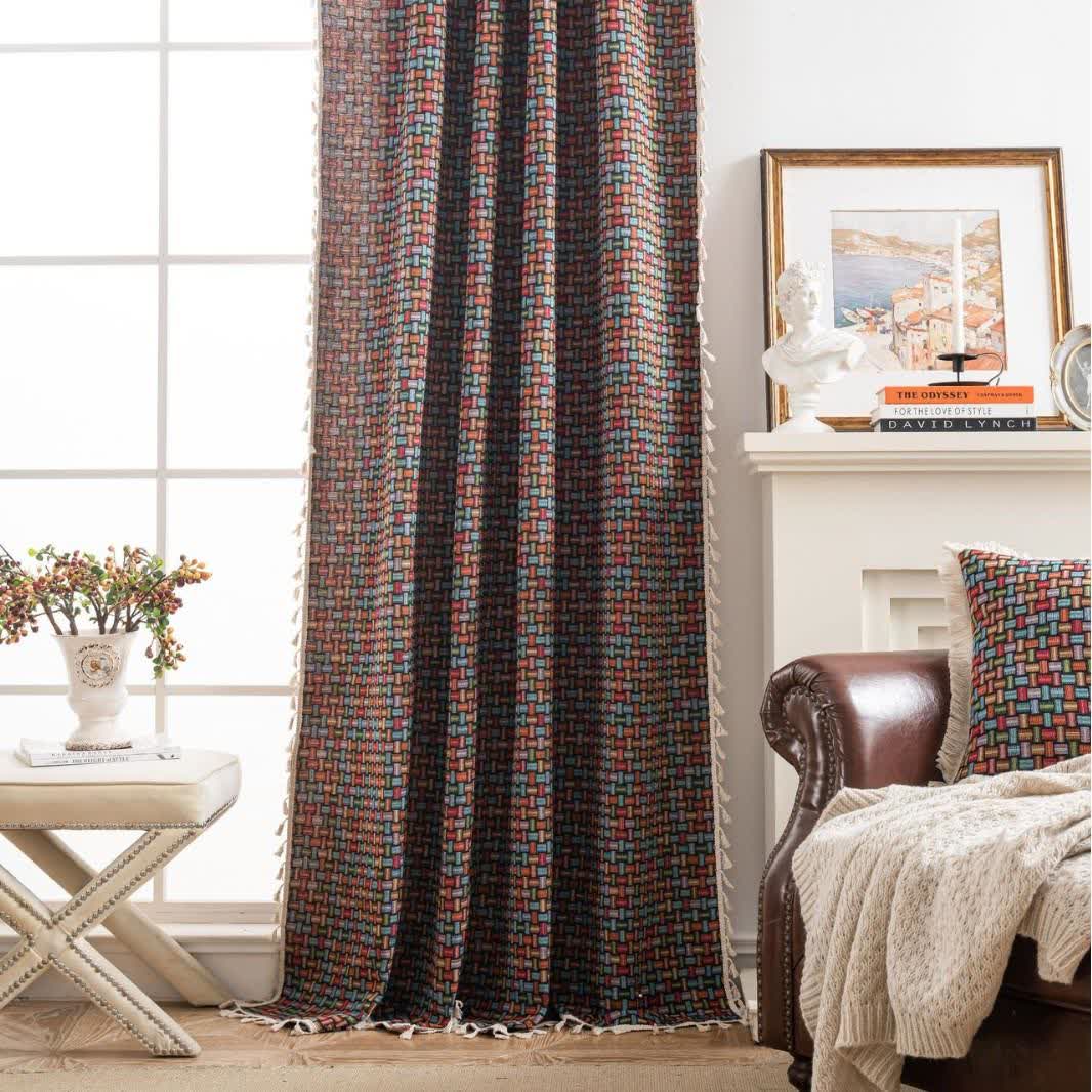 Colorful Geometric Knot Jacquard Curtains - image 2