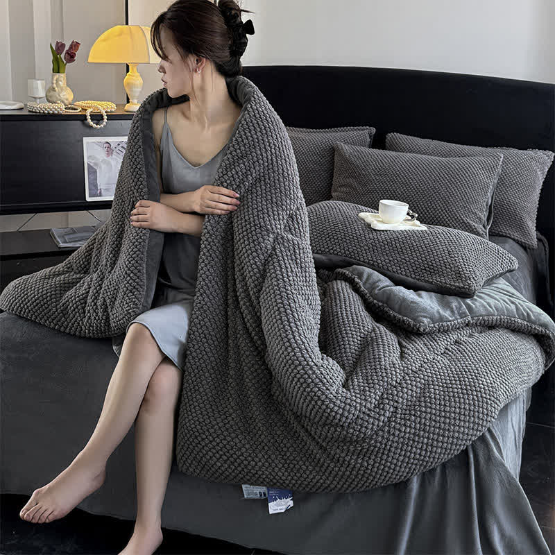 Solid Color Textured Warm Blanket - image 4