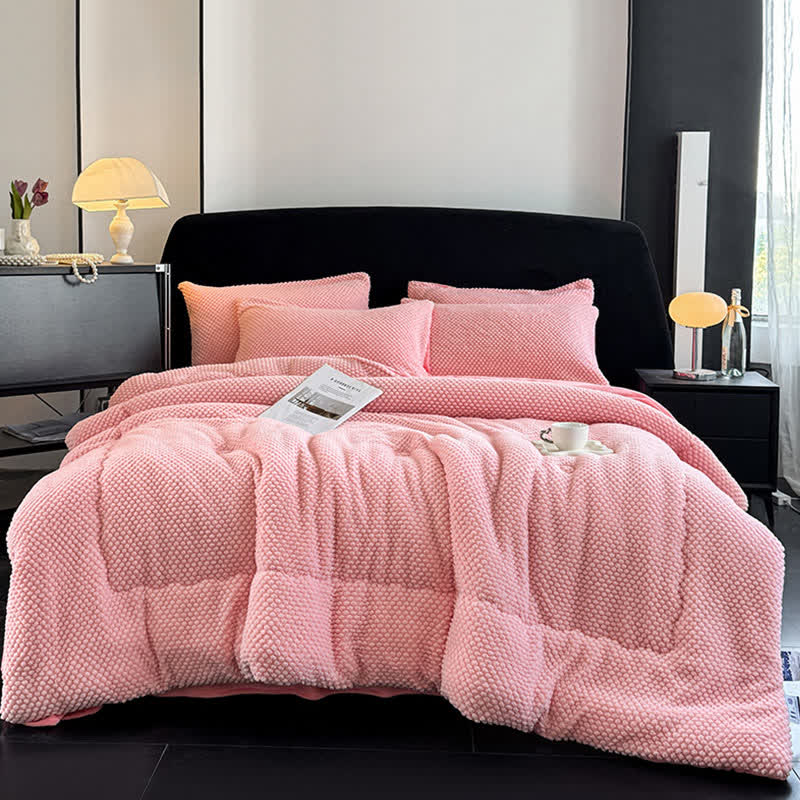 Solid Color Textured Warm Blanket - Pink - 2PCS Pillowcases - 19" x 29" - image 16