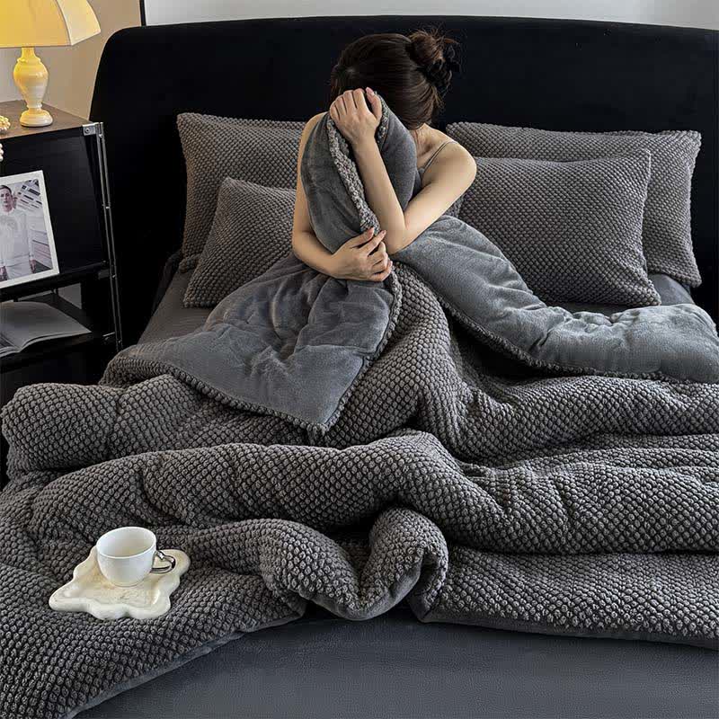 Solid Color Textured Warm Blanket - image 3