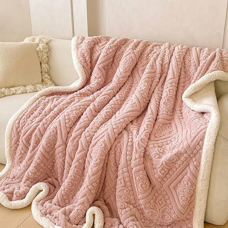 Plush Floral Sherpa Fleece Warm Blanket - image 5