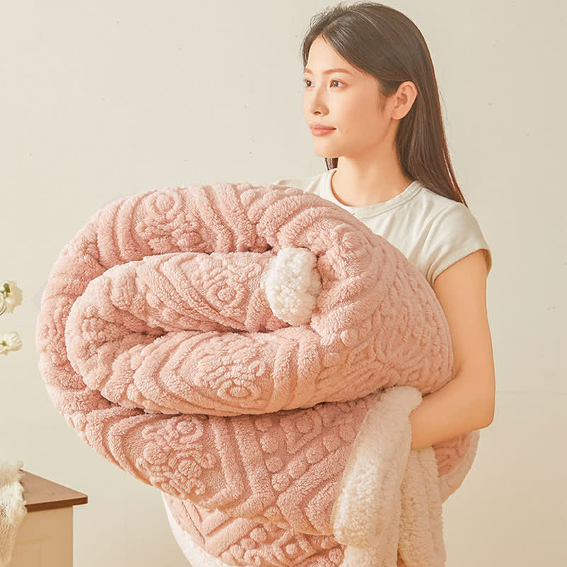 Plush Floral Sherpa Fleece Warm Blanket - image 2
