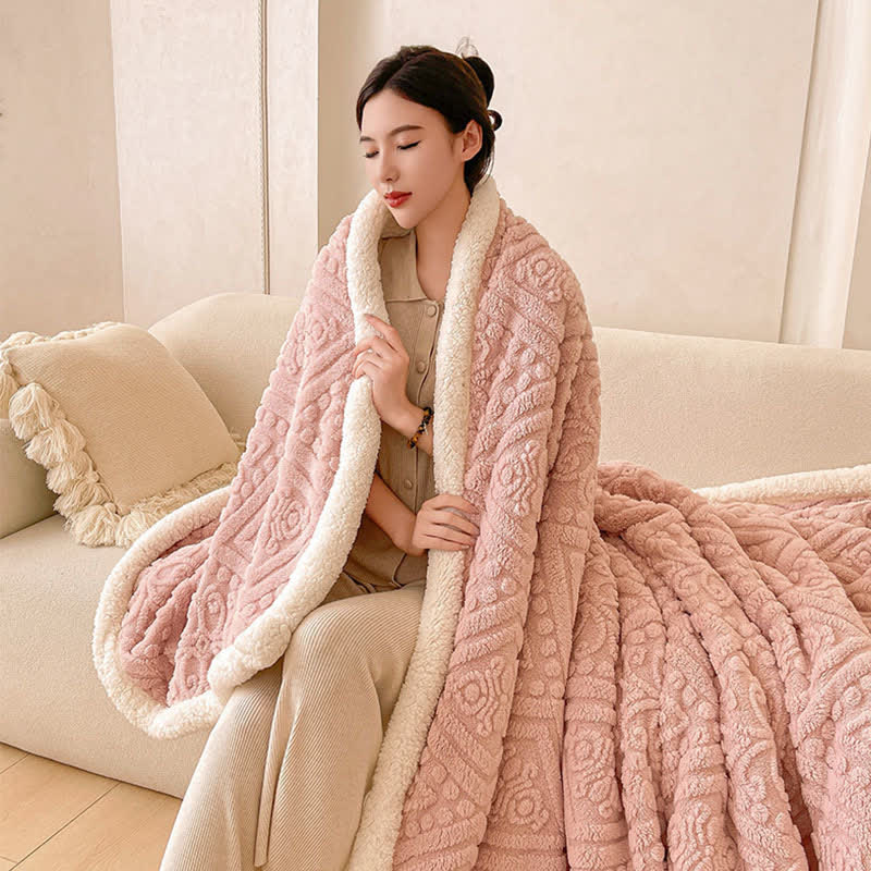 Plush Floral Sherpa Fleece Warm Blanket - image 5