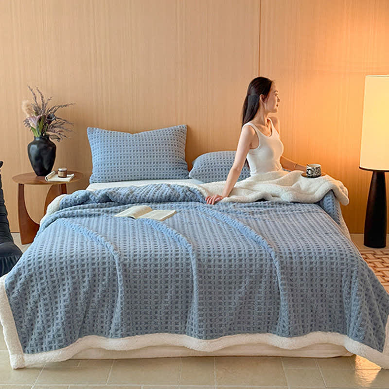 Textured Waffle Sherpa Throw Blanket - image 16