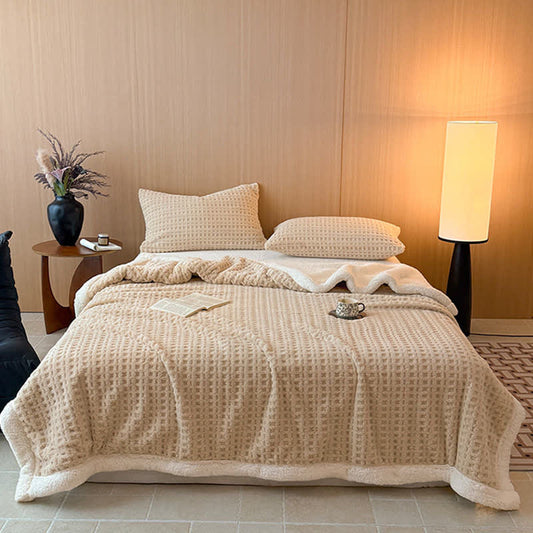 Textured Waffle Sherpa Throw Blanket - image 1