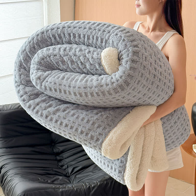 Textured Waffle Sherpa Throw Blanket - Light Gray - Queen - image 19