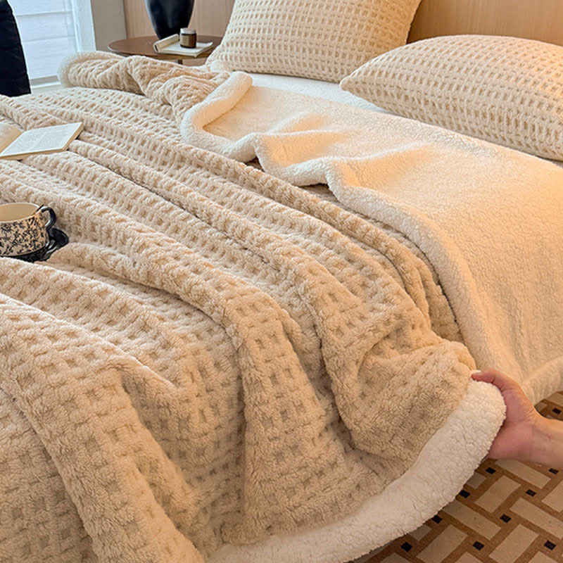 Textured Waffle Sherpa Throw Blanket - image 3