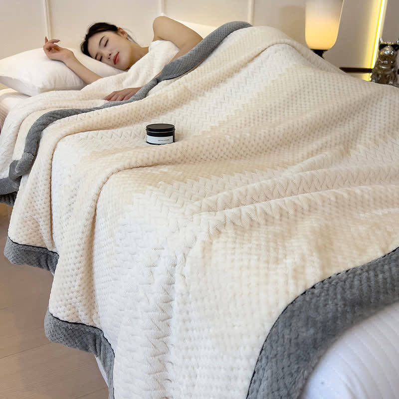 Solid Color Bound Edge Throw Blanket - Beige - Queen - image 14