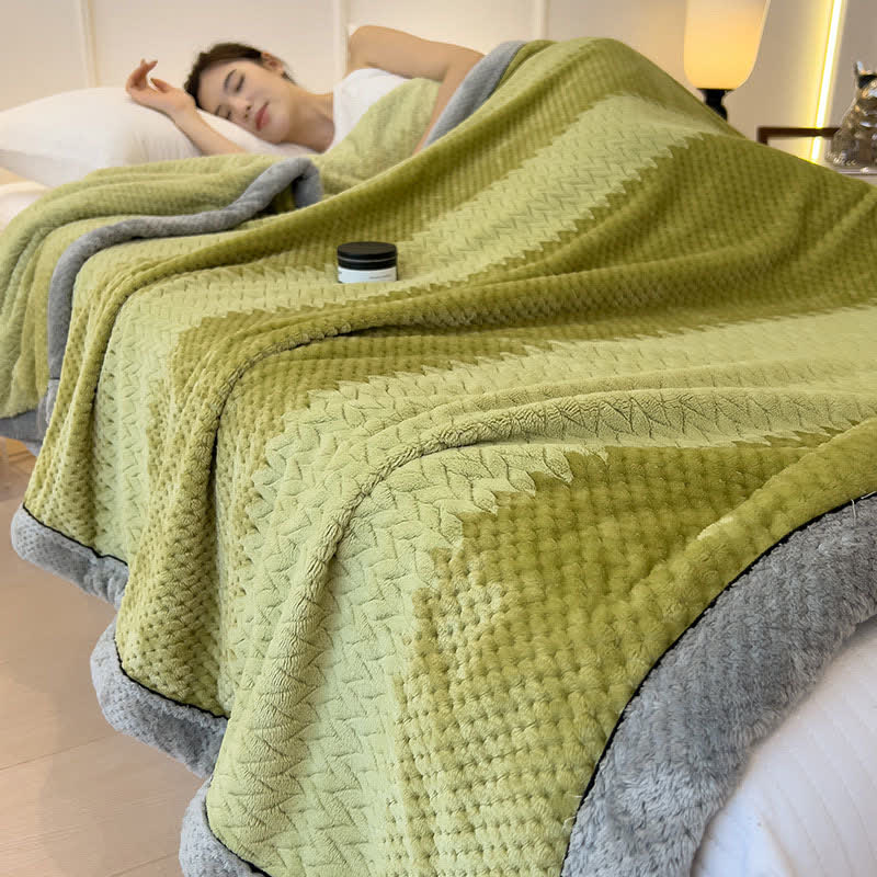 Solid Color Bound Edge Throw Blanket - Green - Queen - image 1