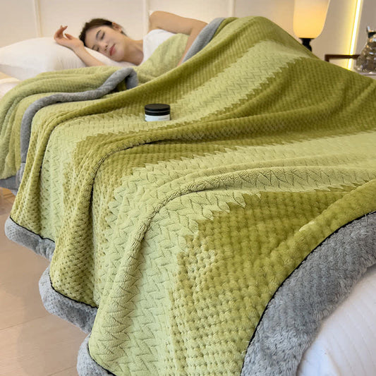Solid Color Bound Edge Throw Blanket - Green - Queen - image 1