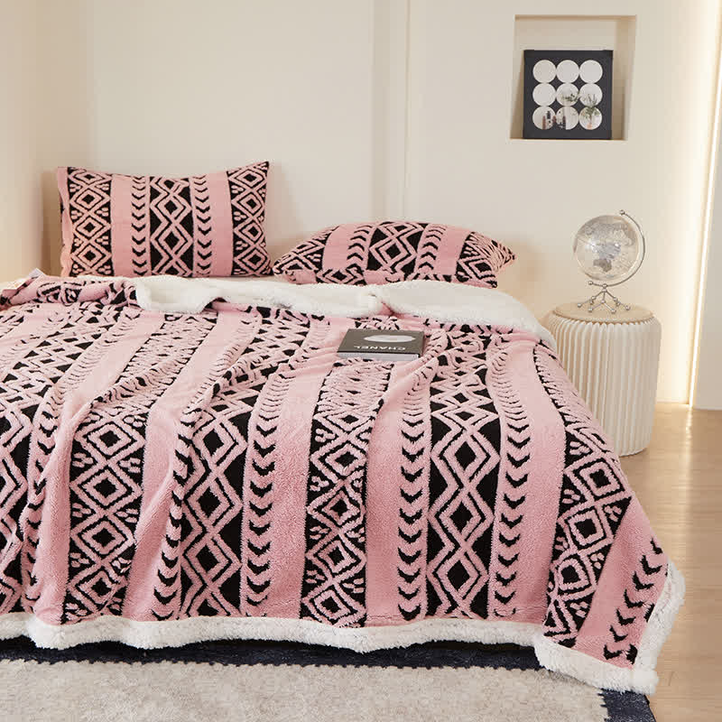 Striped Diamond Jacquard Warm Blanket - image 3