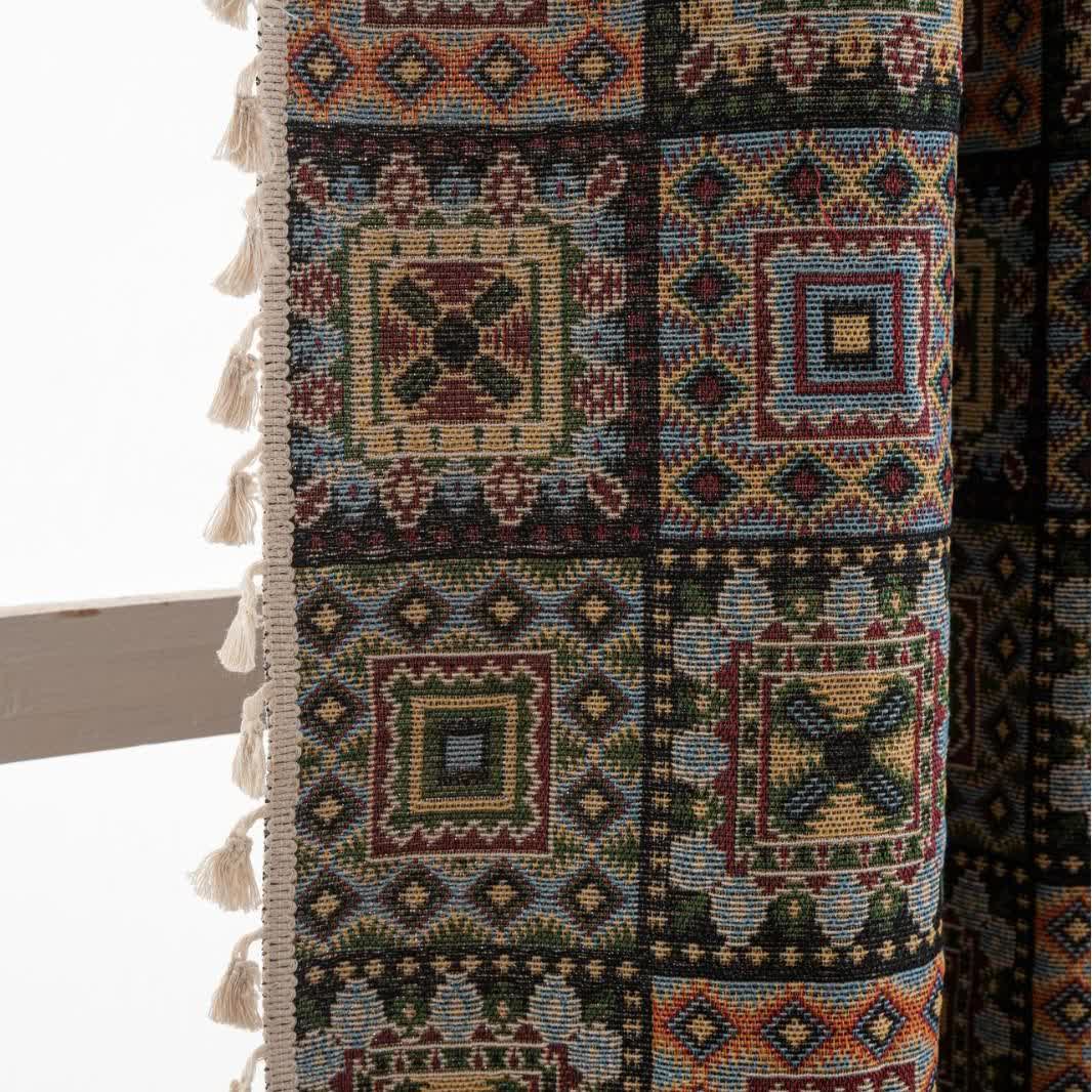 Retro Geometric Square Jacquard Curtain - image 13