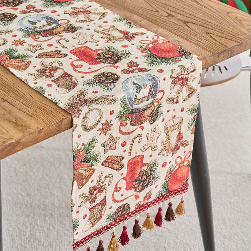 Christmas Crystal Ball Jacquard Table Runner - 13" x 108" - image 0