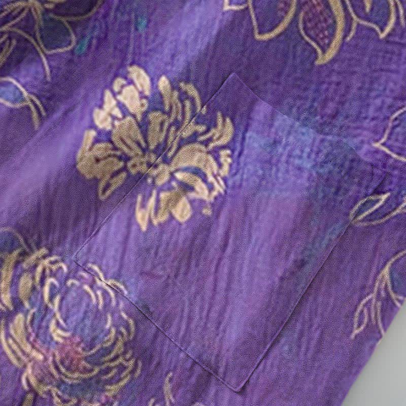Two-Tone Peony Cotton Gauze Kimono Robe - image 7