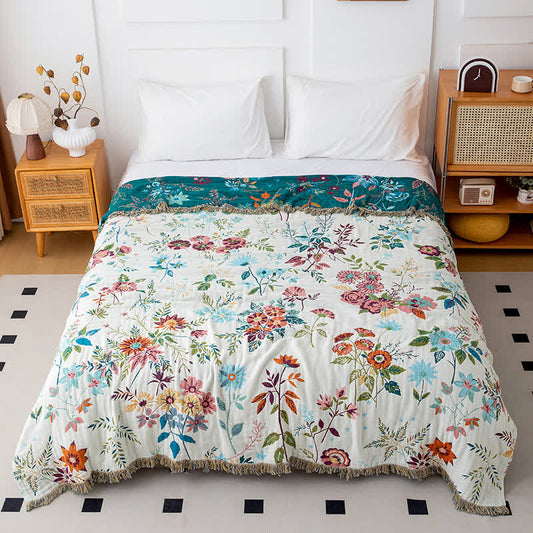 Flower vine Natural Cotton Tassel Quilt - King - image 0