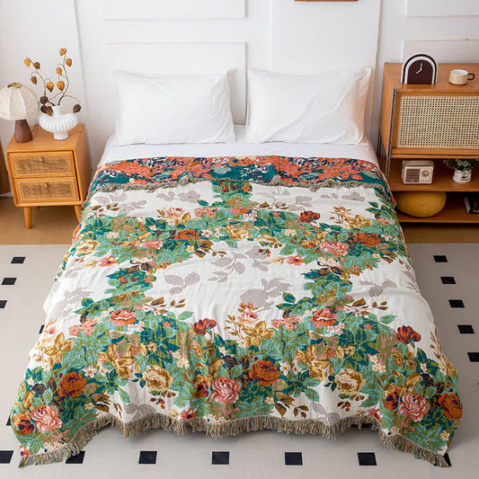 Wonderland Flower Natural Cotton Tassel Quilt - Queen - image 0