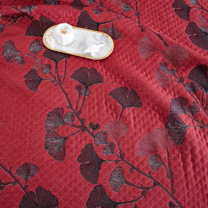 Orange Ginkgo Leaf Cotton Reversible Quilt - image 28