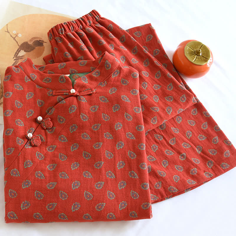 Paisley-inspired Jacquard Cotton Gauze Pajamas - image 2