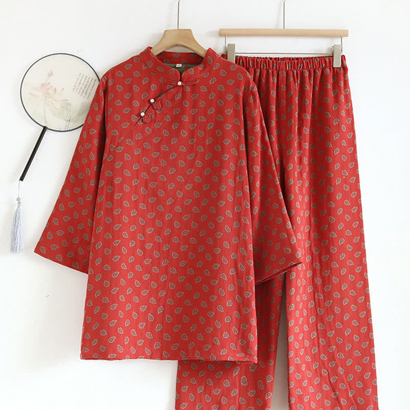 Paisley-inspired Jacquard Cotton Gauze Pajamas - XL - image 0
