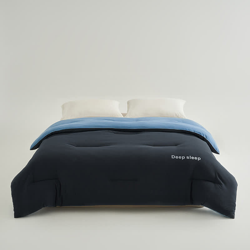 Deep Sleep Letter Printed Comforter - Dark Grey & Lake Blue - King - image 14