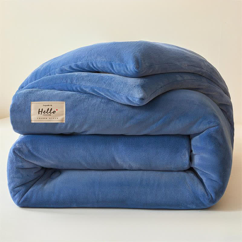Simple Solid Color Warm Plush Blanket - Royal Blue - Queen - image 8