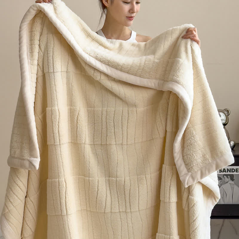 Luxe Striped Textured Warm Throw Blanket - image 3