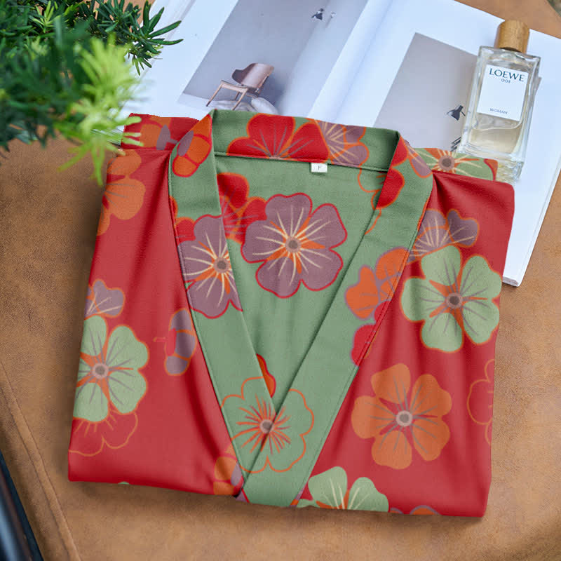 Plum Blossom Cotton Gauze Kimono Robe - image 4