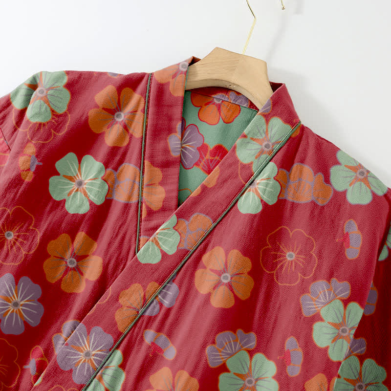 Plum Blossom Cotton Kimono Loungewear Set - image 2
