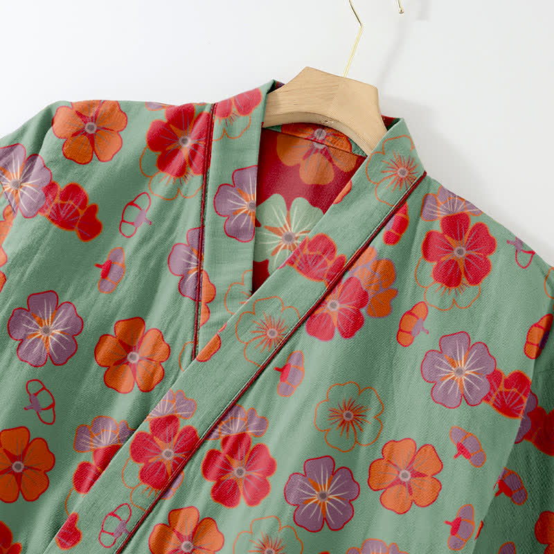 Plum Blossom Cotton Kimono Loungewear Set - image 5