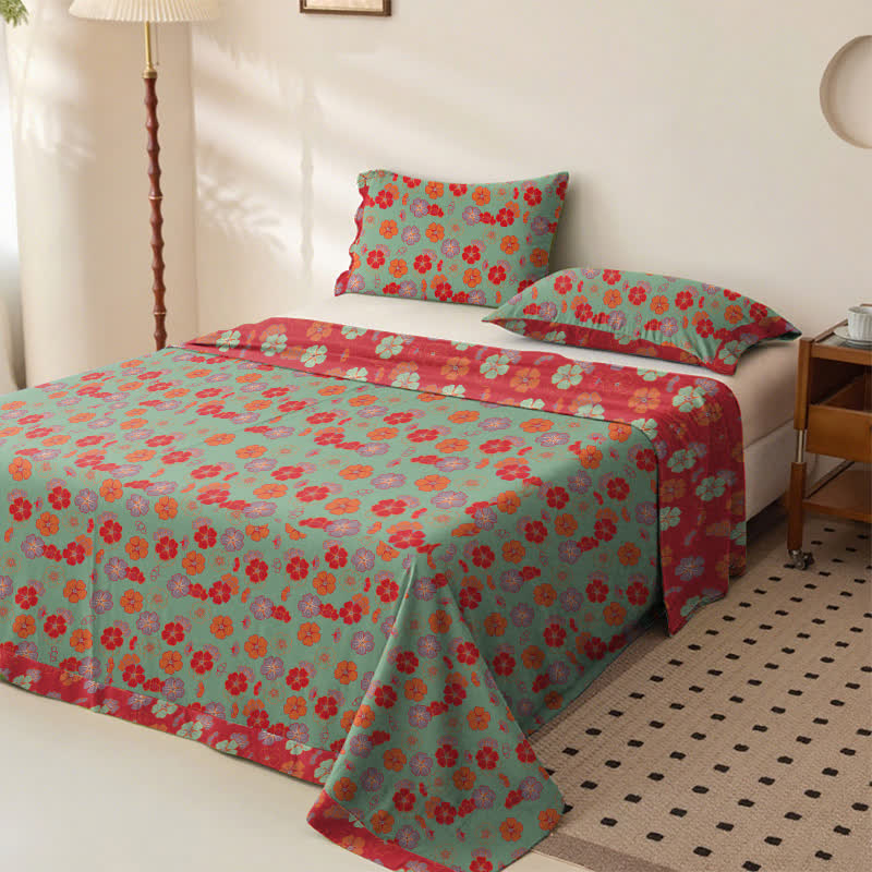 Plum Blossom Organic Cotton Sheet Bedspread - image 1