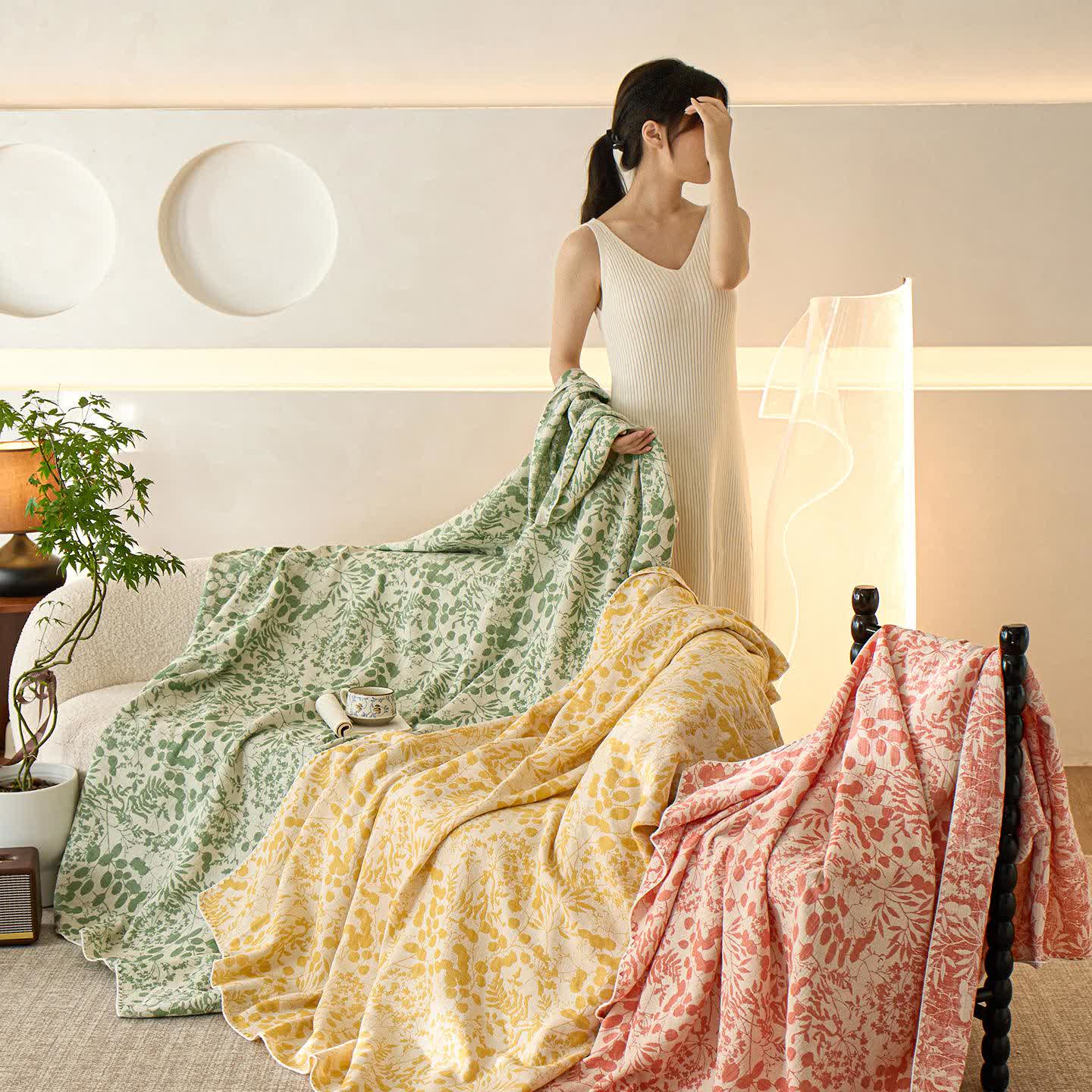 Soft Style Floral Cotton Gauze Quilt - image 2