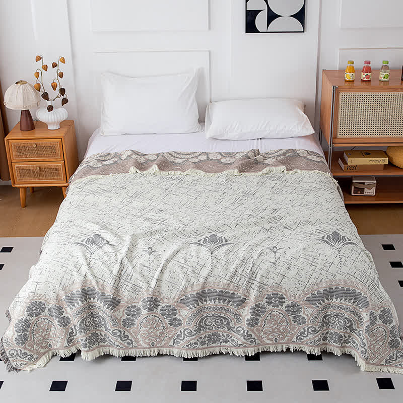 Reversible Retro Floral Natural Cotton Quilt - Queen - image 0