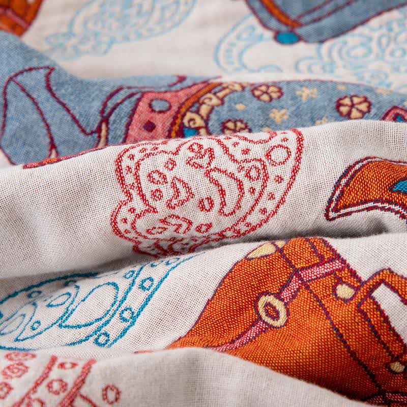Fun Elephant Cotton Gauze Tassel Quilt - image 4