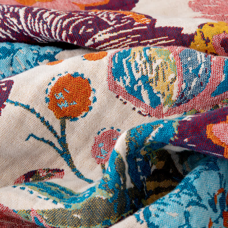 Colorful Luxurious Peony Cotton Tassel Quilt - image 4