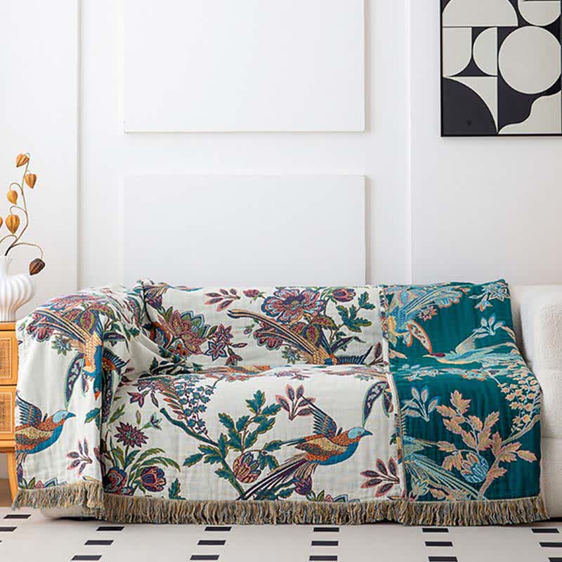 Flying Bird Cotton Gauze Tassel Quilt - image 3