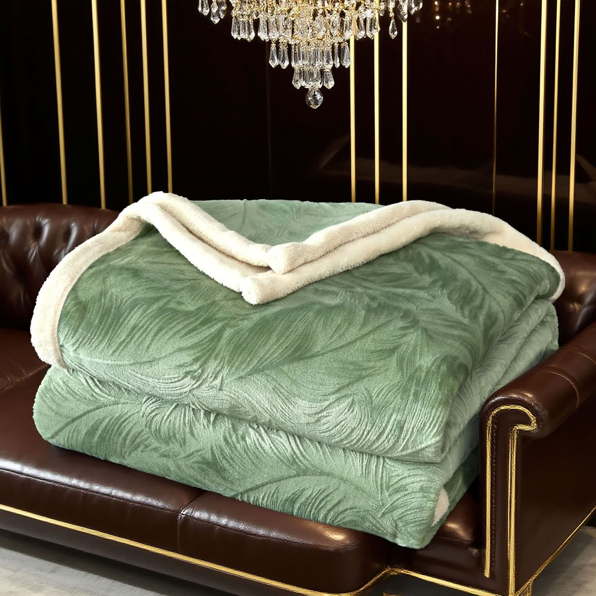 Leaf Textured Warm Throw Blanket - image 22