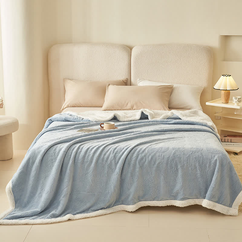 Floral Texture Jacquard Warm Throw Blanket - image 2