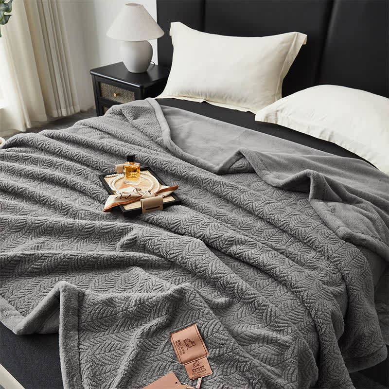 Leaf-inspired Textured Warm Throw Blanket - image 3