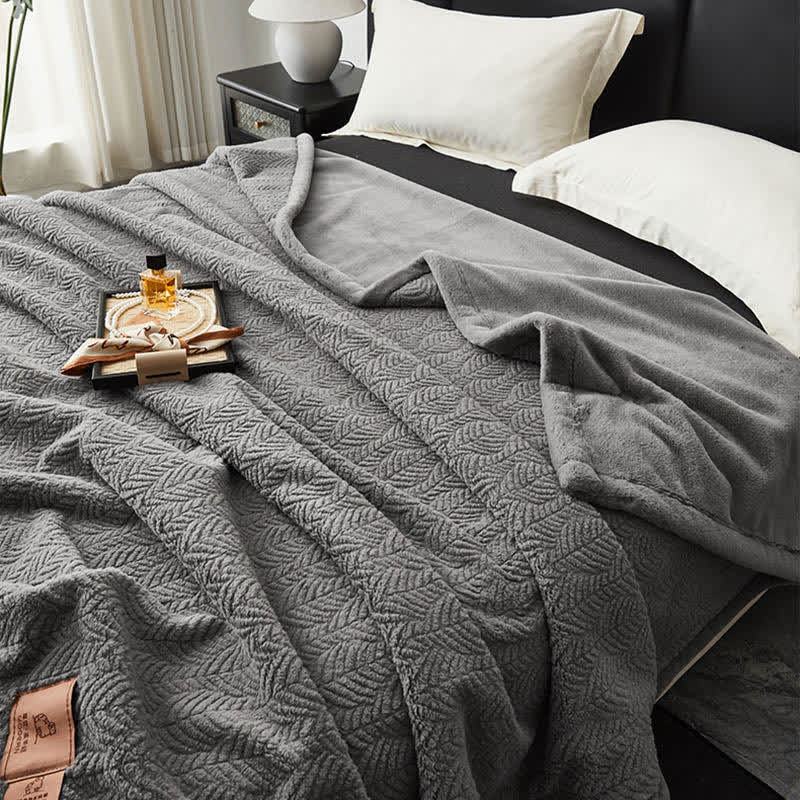 Leaf-inspired Textured Warm Throw Blanket - image 5