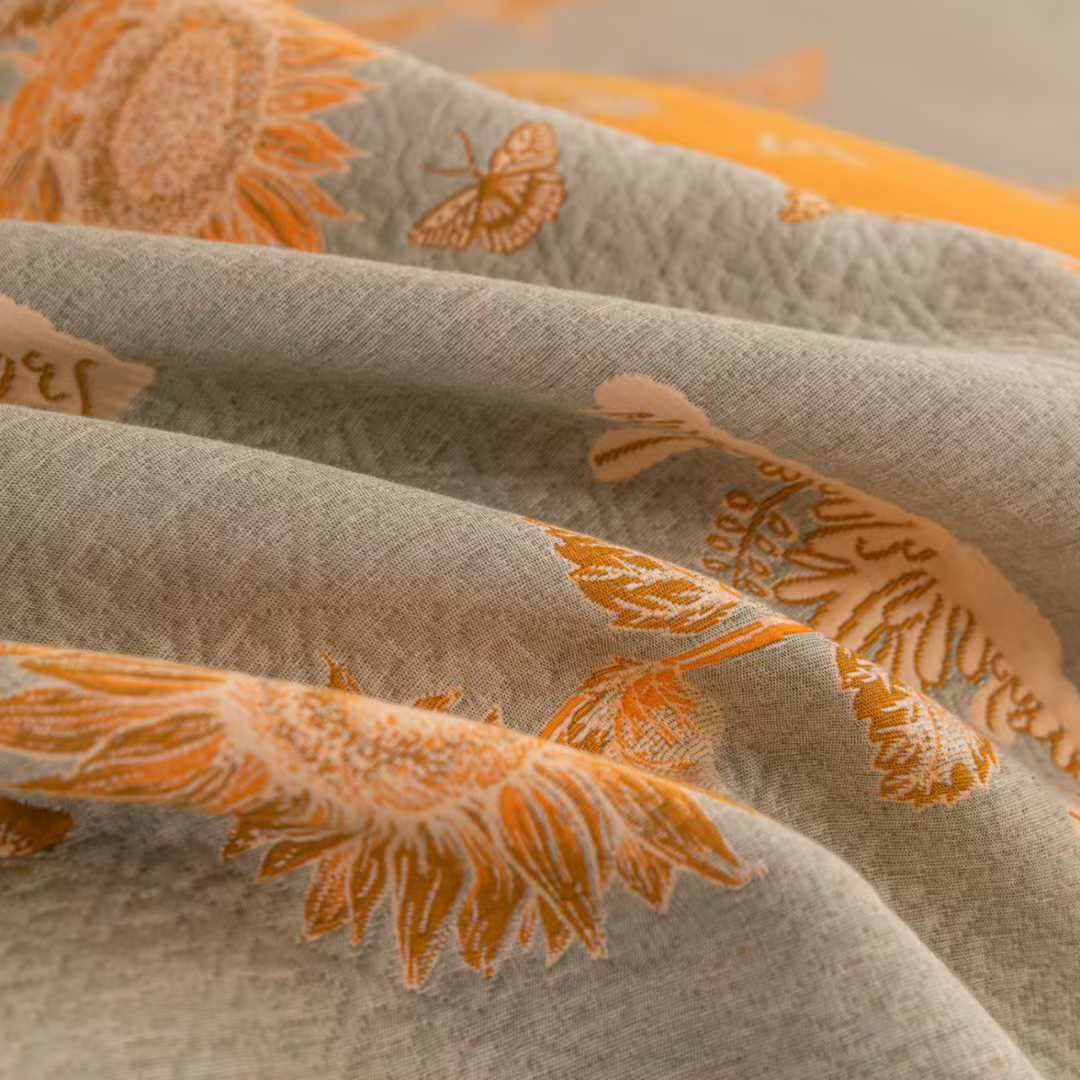 Sunflower Butterfly Cotton Gauze Bedding Set(4PCS) - image 5