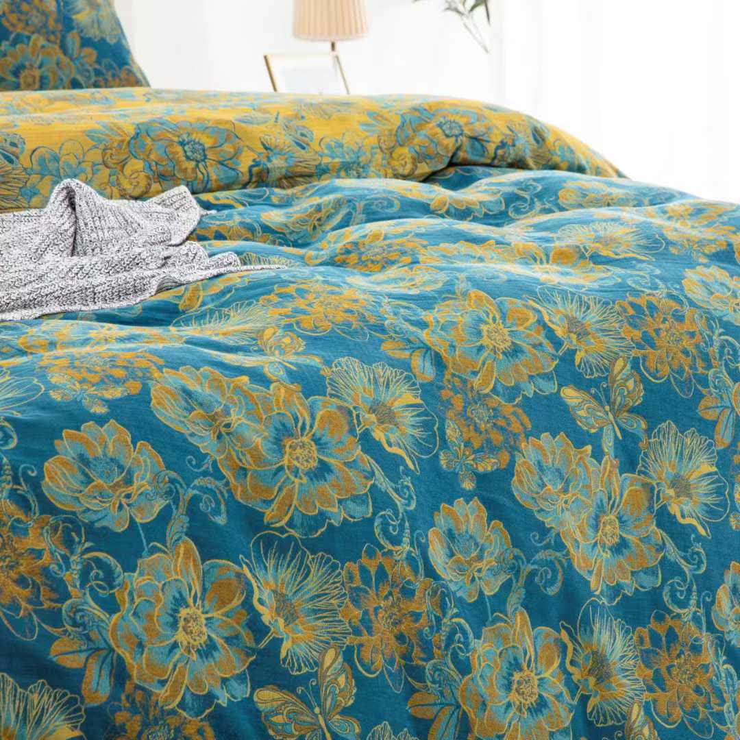 Floral Butterfly Cotton Gauze Bedding Set(4pcs) - image 5