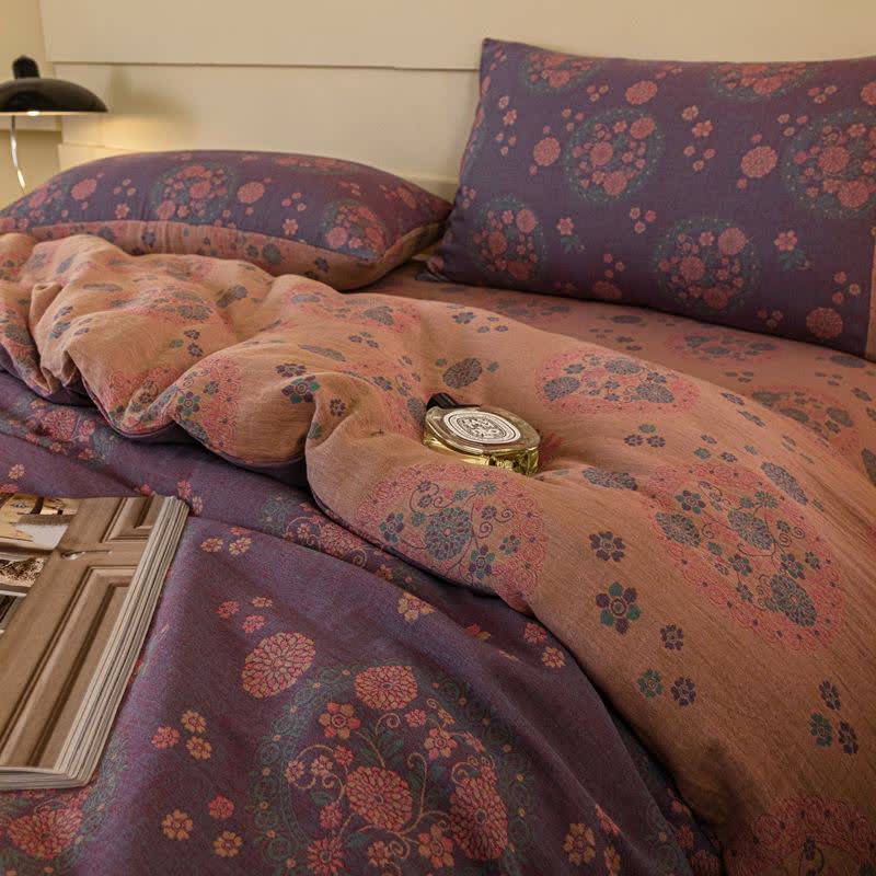 Purple Floral Cotton Gauze Bedding Set(4pcs) - image 6