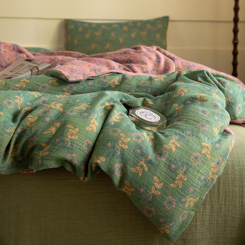 Rustic Floral Cotton Gauze Bedding Set(4pcs) - image 3