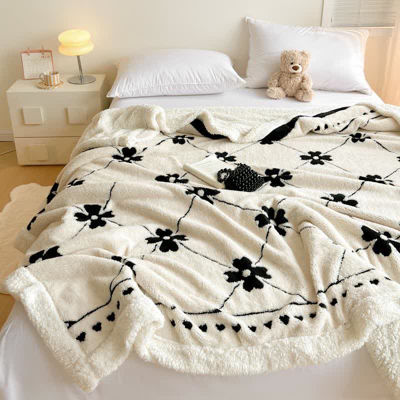Diamond Checkered Flower Throw Blanket - image 3