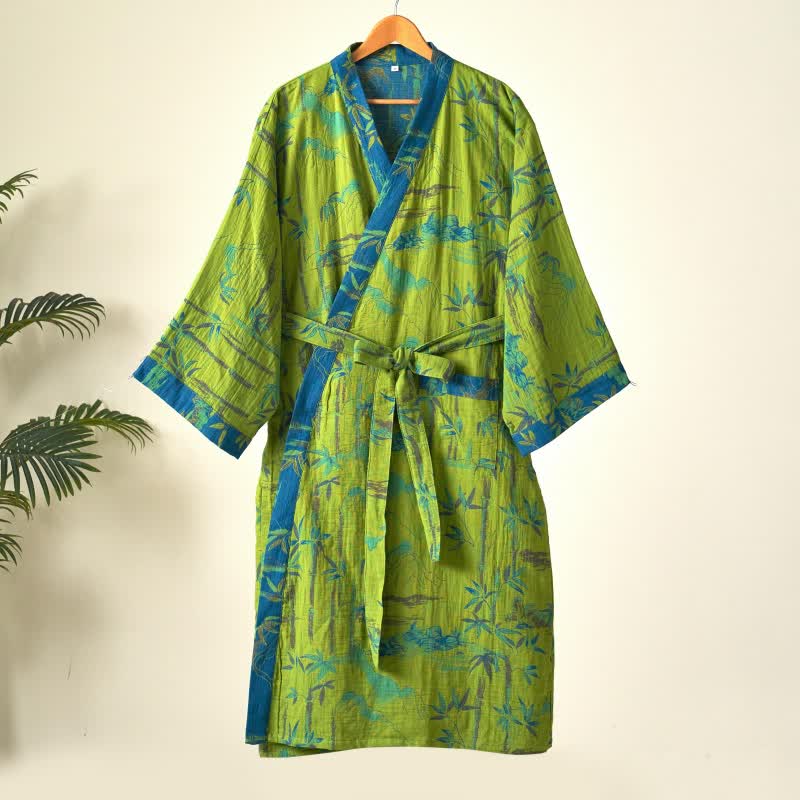 Two-Tone Bamboo Cotton Gauze Kimono Robe - image 3