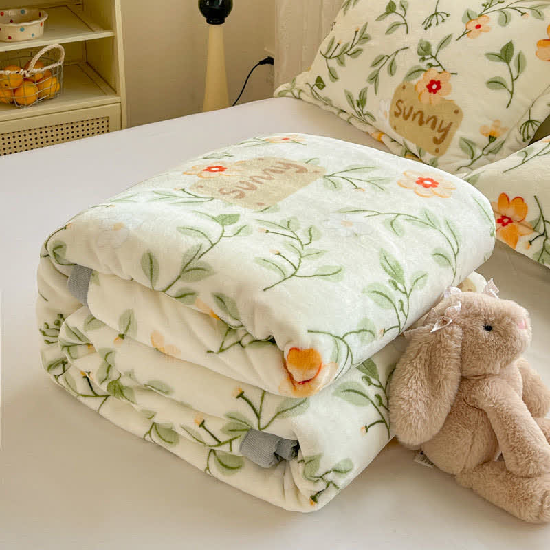 Yellow Floral Leaf Warm Throw Blanket - image 6