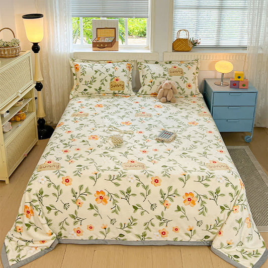 Yellow Floral Leaf Warm Throw Blanket - King - image 0