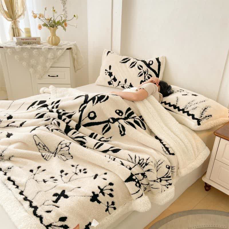 Botanical Leaf Butterfly Warm Throw Blanket - image 2