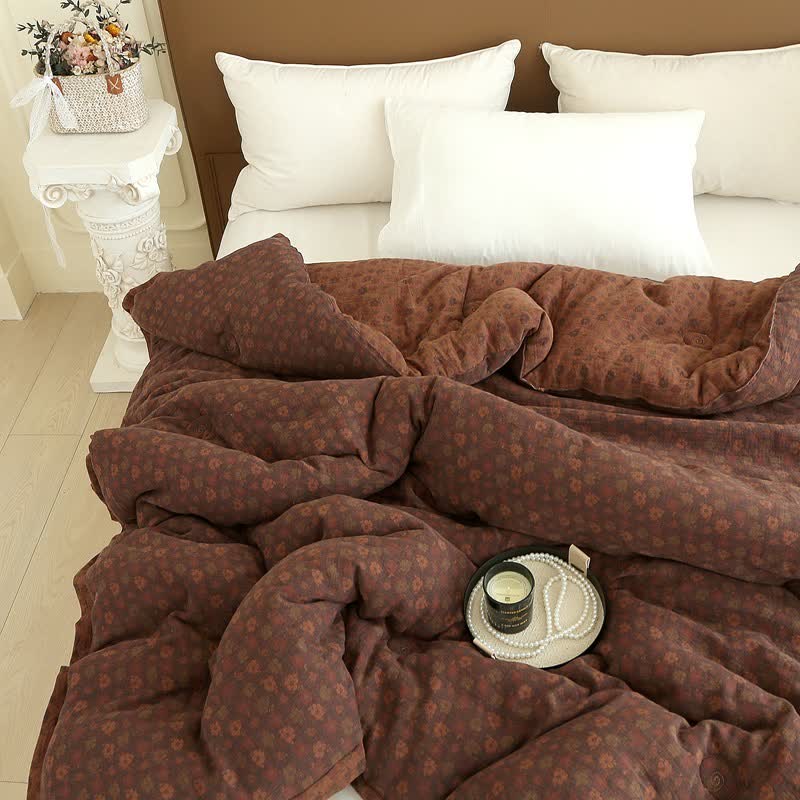 Retro Floral  Cotton Gauze Jacquard Quilt - image 9